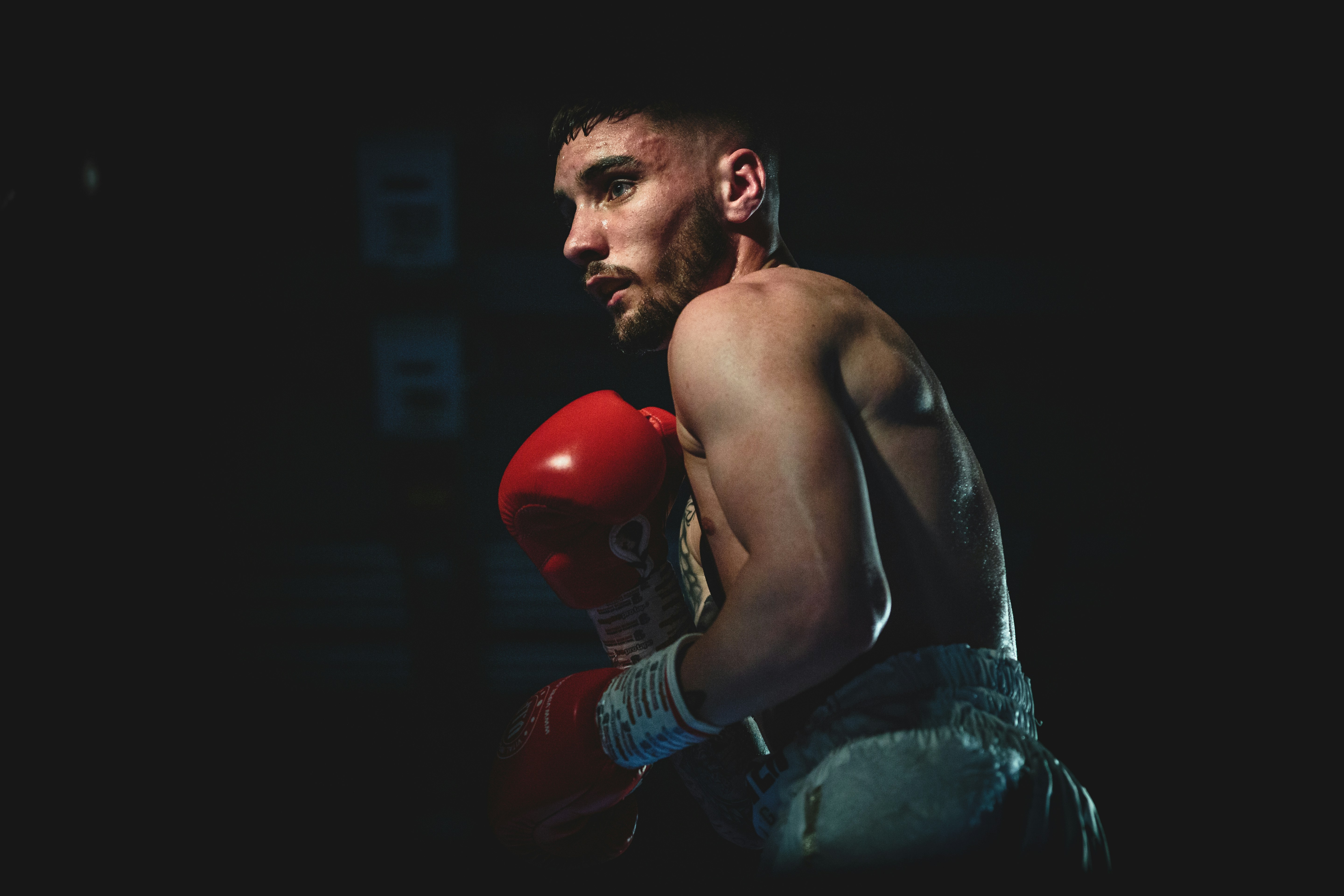 Professional boxer preparing for a fight